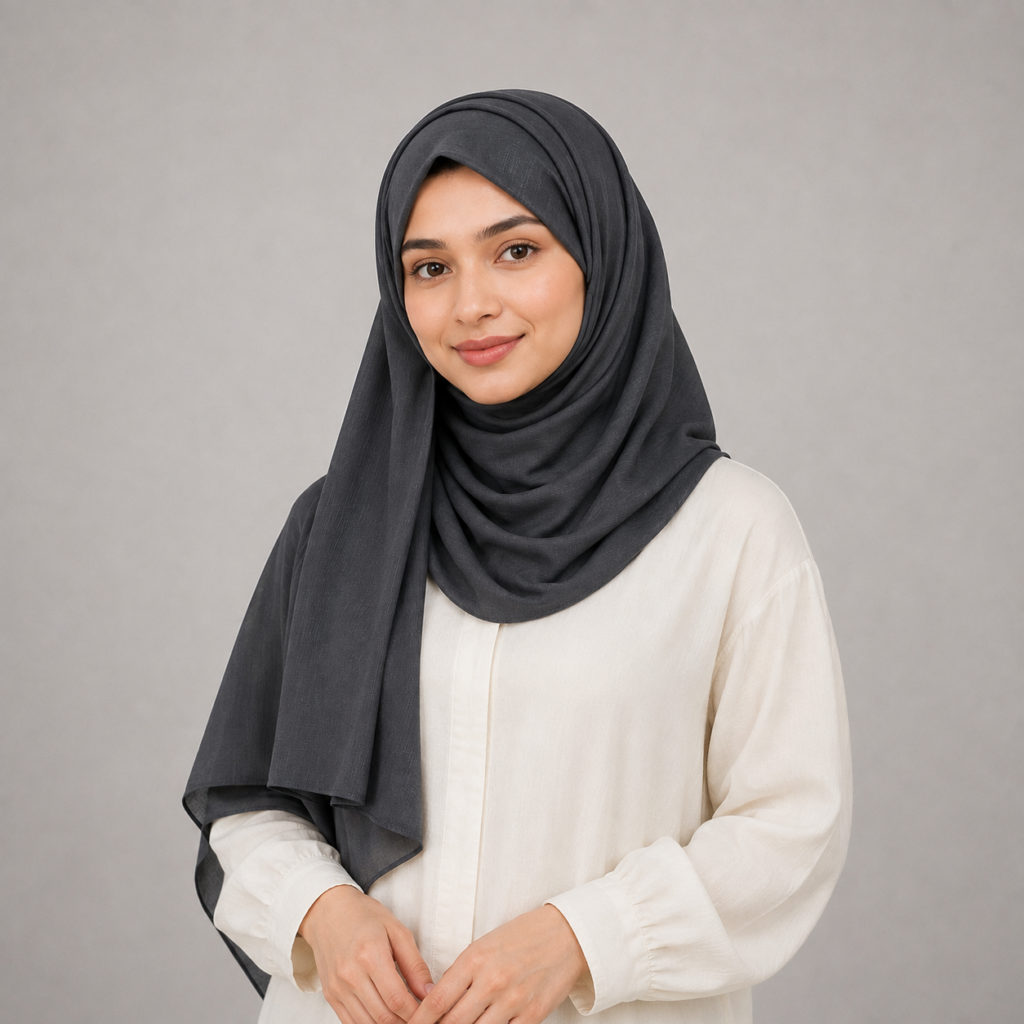 Steel Grey Chiffon Hijab – Premium Soft & Breathable Everyday Scarf