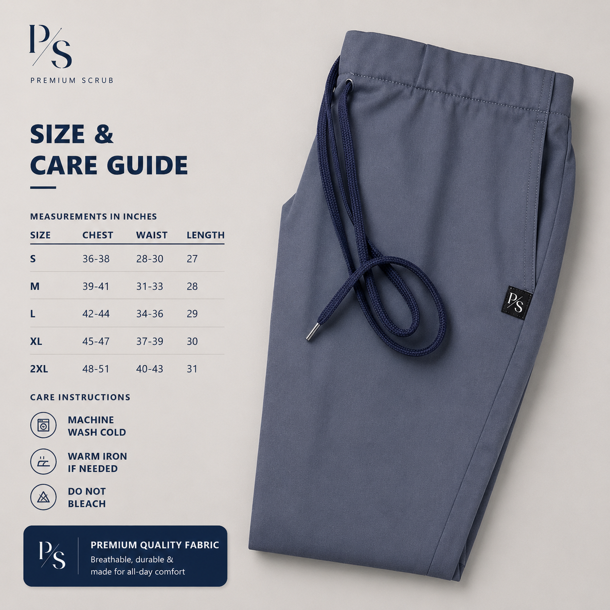 Steel Grey Premium Scrub Set – Breathable V-Neck Top & Pocket Pants for Nurses & Doctors - Image 8