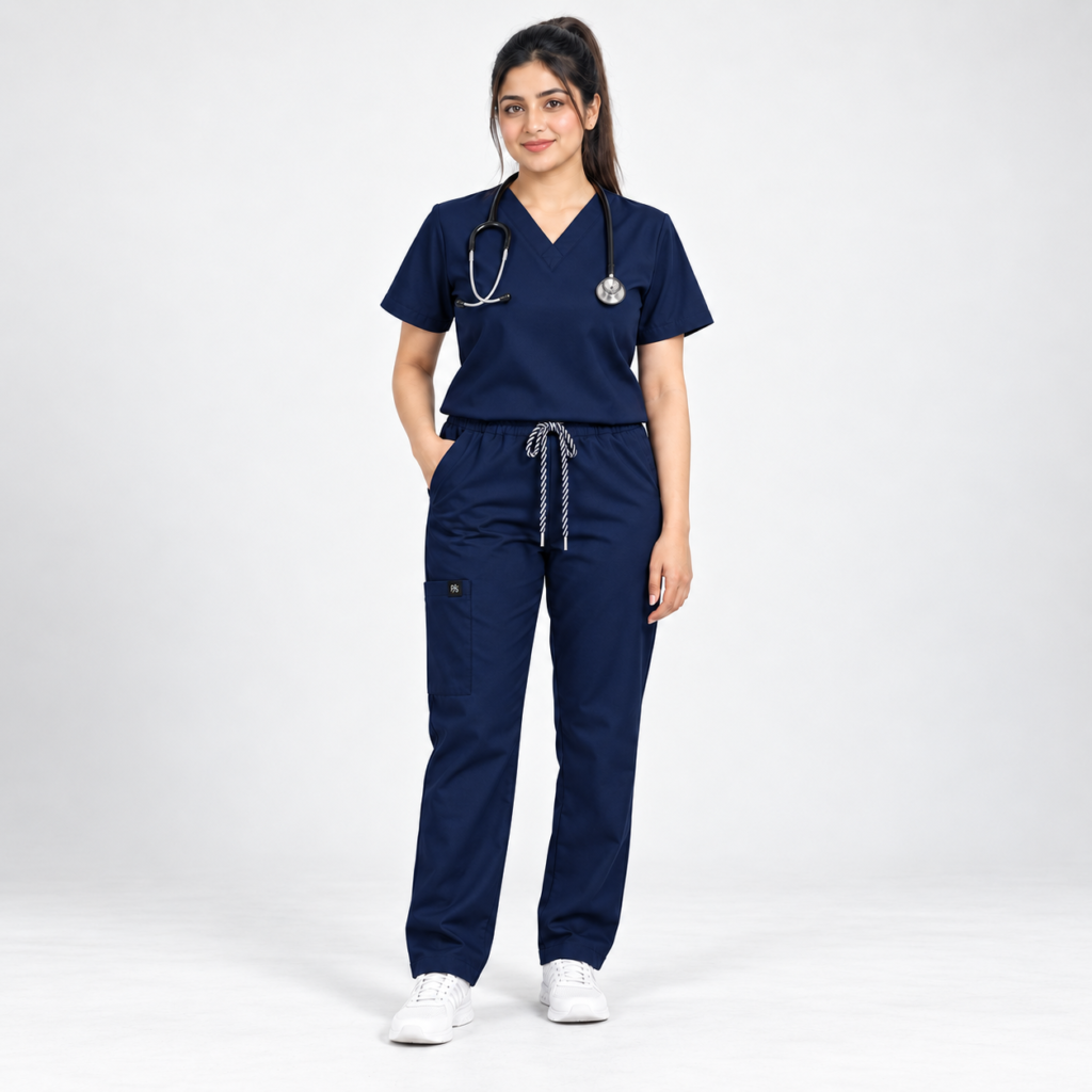 Women’s Royal Blue Medical Scrub Set – V-Neck Top & Cargo Pocket Pants | Premium Scrub