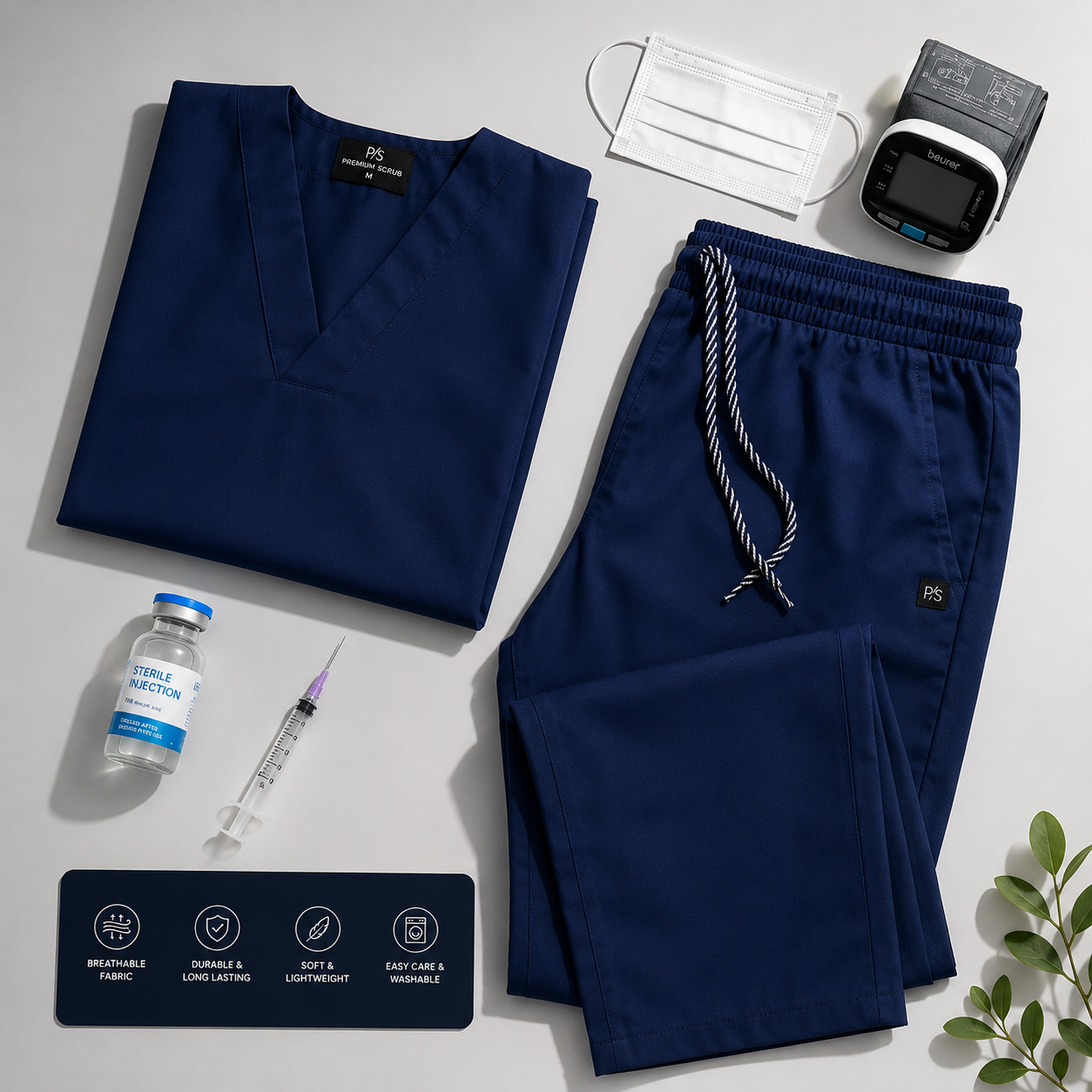 Premium Royal Blue Scrub Set – Breathable V-Neck Top & Cargo Pocket Pants for Nurses & Doctors - Image 2