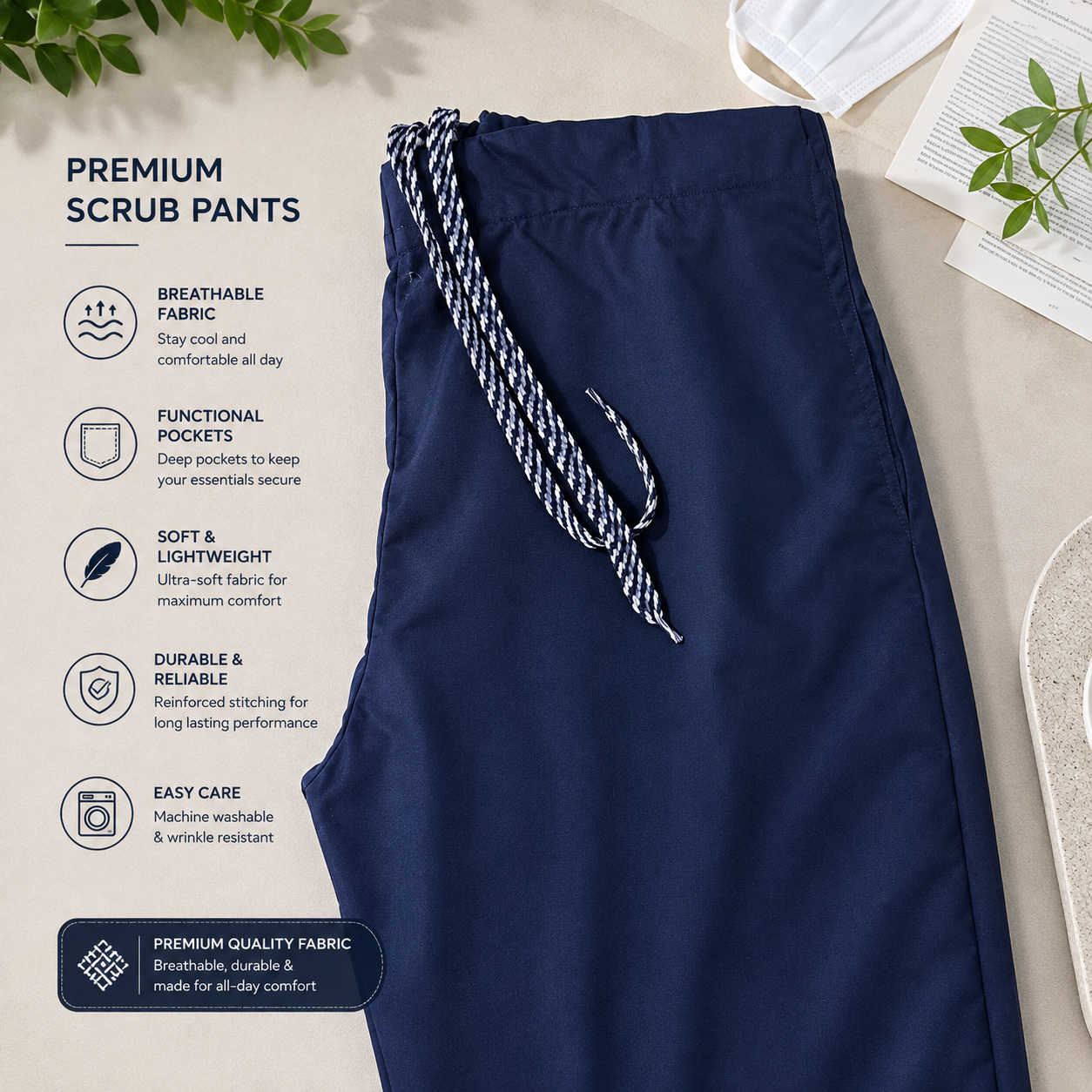 Premium Royal Blue Scrub Set – Breathable V-Neck Top & Cargo Pocket Pants for Nurses & Doctors - Image 7