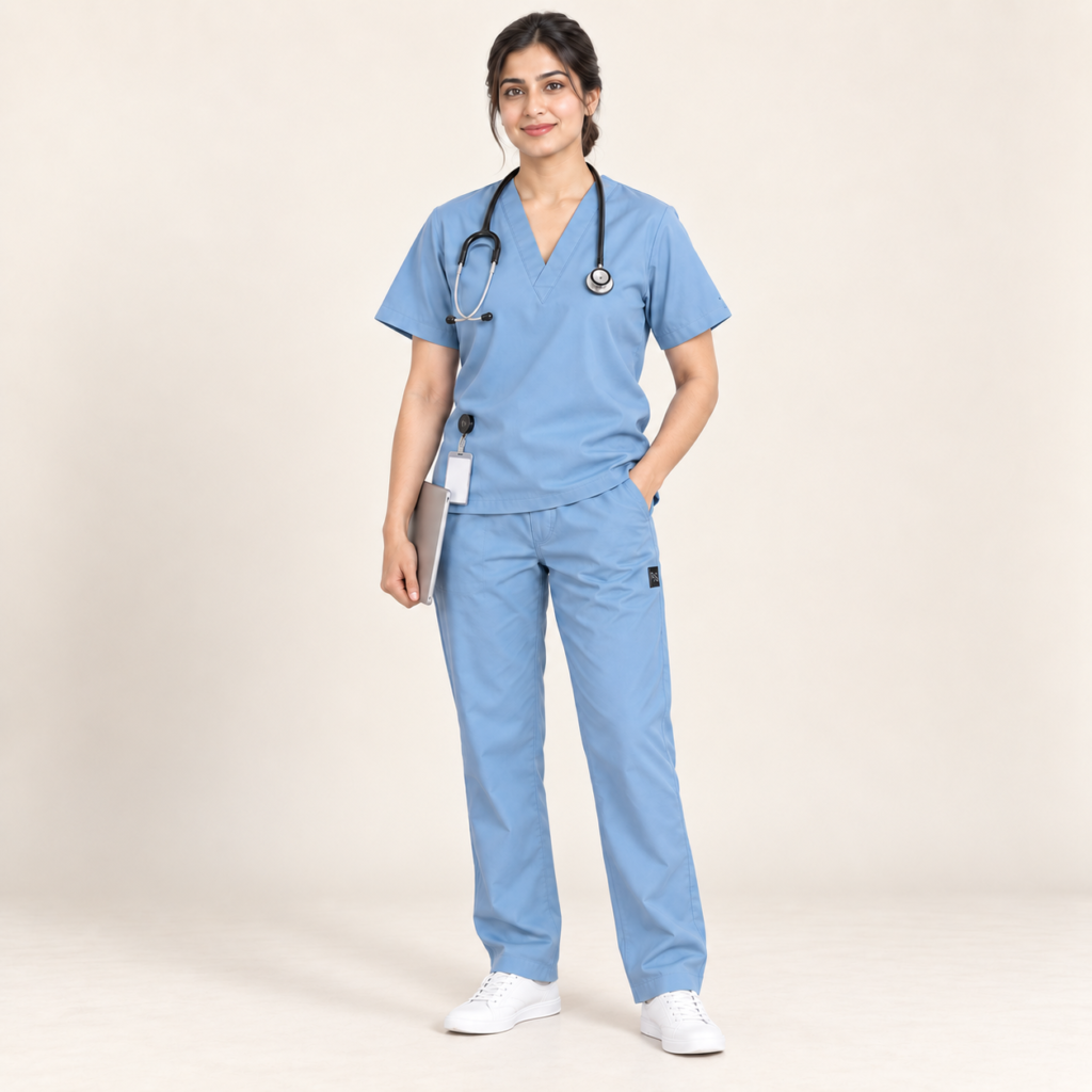 Premium Light Blue Medical Scrub Suit for Doctors & Nurses – Unisex