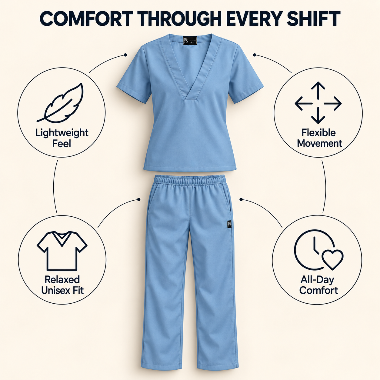 Premium Light Blue Medical Scrub Suit for Doctors & Nurses – Unisex - Image 5