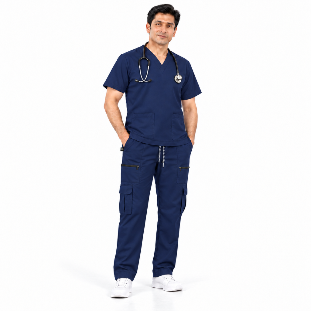 Men’s Royal Blue Medical Scrub Set – 8 Pockets | Premium Scrub